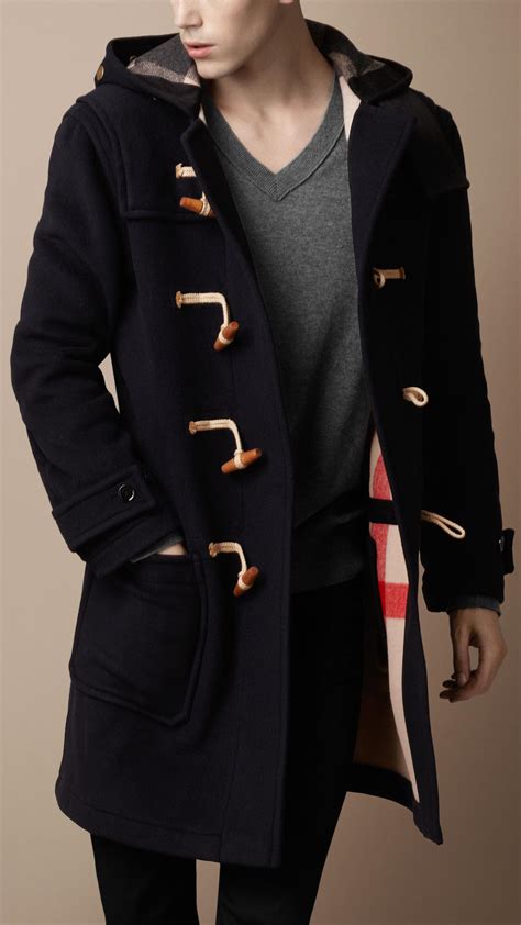 burberry mens full length wool duffle coat with hood|long overcoat men's burberry.